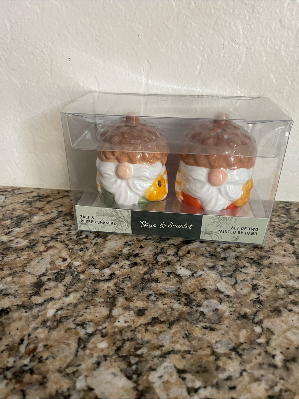 Fall Gnome Salt & Pepper Hand  Painted Salt & Pepper Set